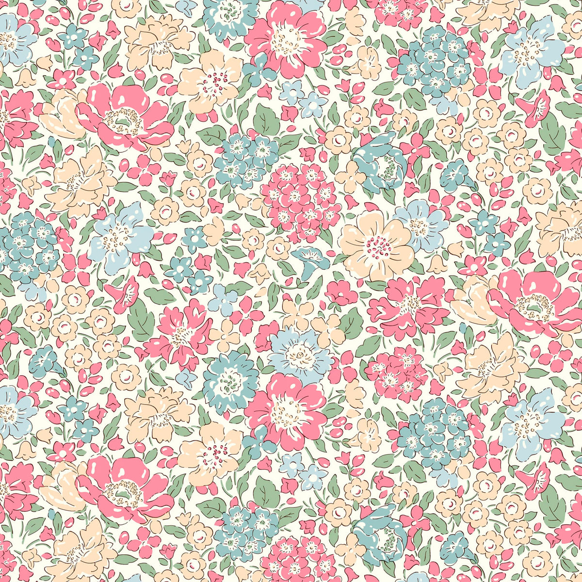 Multi-coloured Floral Liberty Fabric Liberty Romatic Florals in Glen Lyon Blooms B - The Sewing Studio