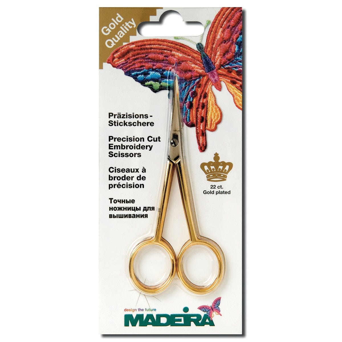 Madeira Scissors Curved Gold Plated Embroidery Scissors 12cm  - The Sewing Studio