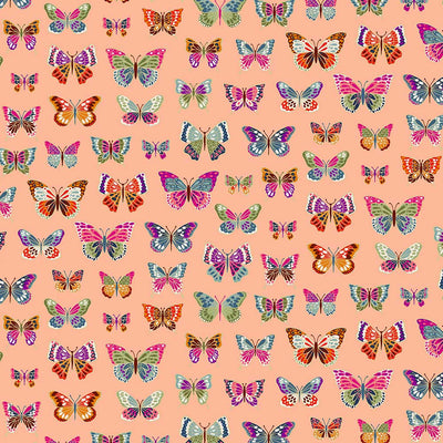 Makower Luxe Butterflies Peach 2613-N Main Image