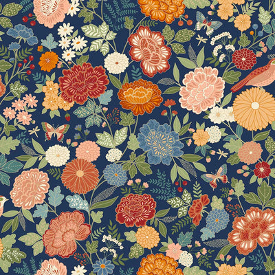 Makower Luxe Large Floral Navy 2610-B