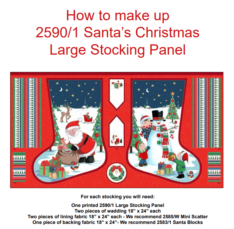 Makower Download Free Pattern: How to Make Makower Santa Large Christmas Stocking Panel  - The Sewing Studio