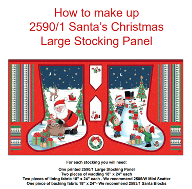 Makower Download Free Pattern: How to Make Makower Santa Large Christmas Stocking Panel  - The Sewing Studio for sale UK - The Sewing Studio