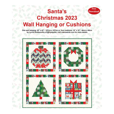 Makower Download Free Pattern: Santas Christmas Wall Hanging Or Cushion  - The Sewing Studio for sale UK - The Sewing Studio