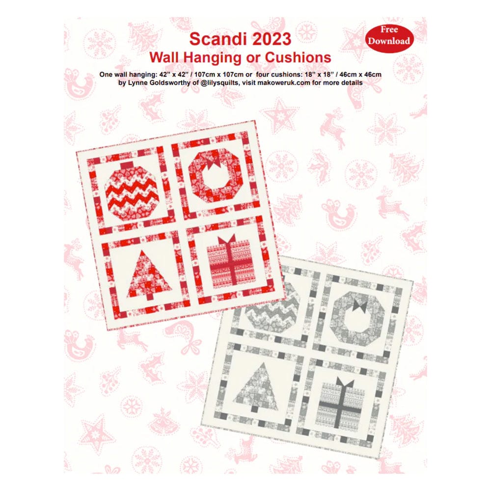 Makower Download Free Pattern: Scandi Christmas Wall Hanging Or Cushion  - The Sewing Studio