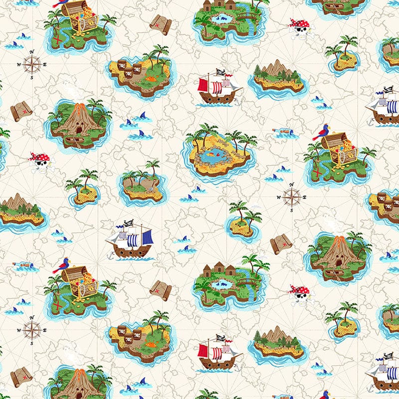 Creams and Naturals Childrens Makower Fabric Makower Pirates - The Sewing Studio