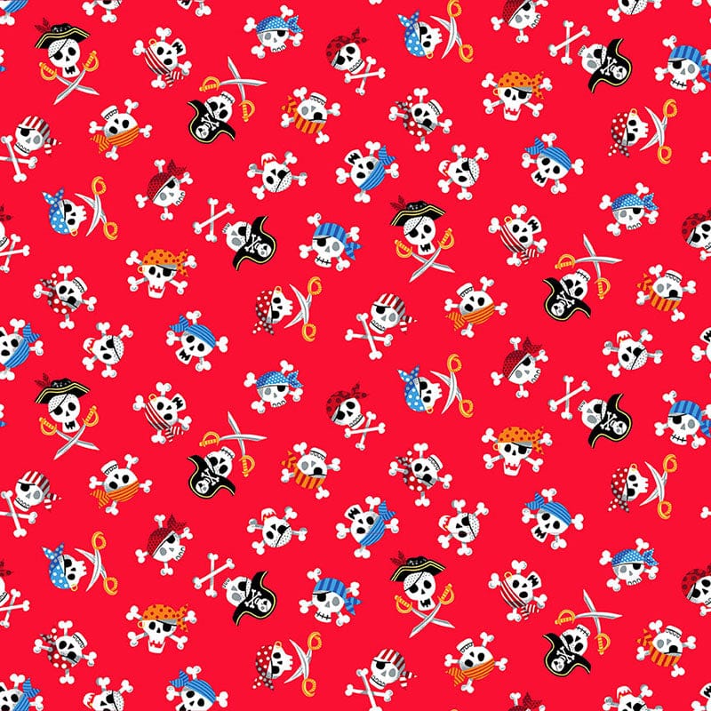 Red Childrens Makower Fabric Makower Pirates - The Sewing Studio
