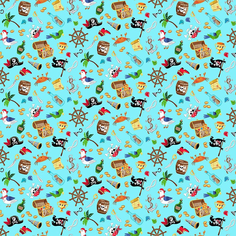 Blue Childrens Makower Fabric Makower Pirates - The Sewing Studio