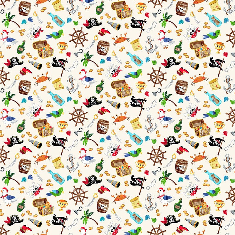 Creams and Naturals Childrens Makower Fabric Makower Pirates - The Sewing Studio