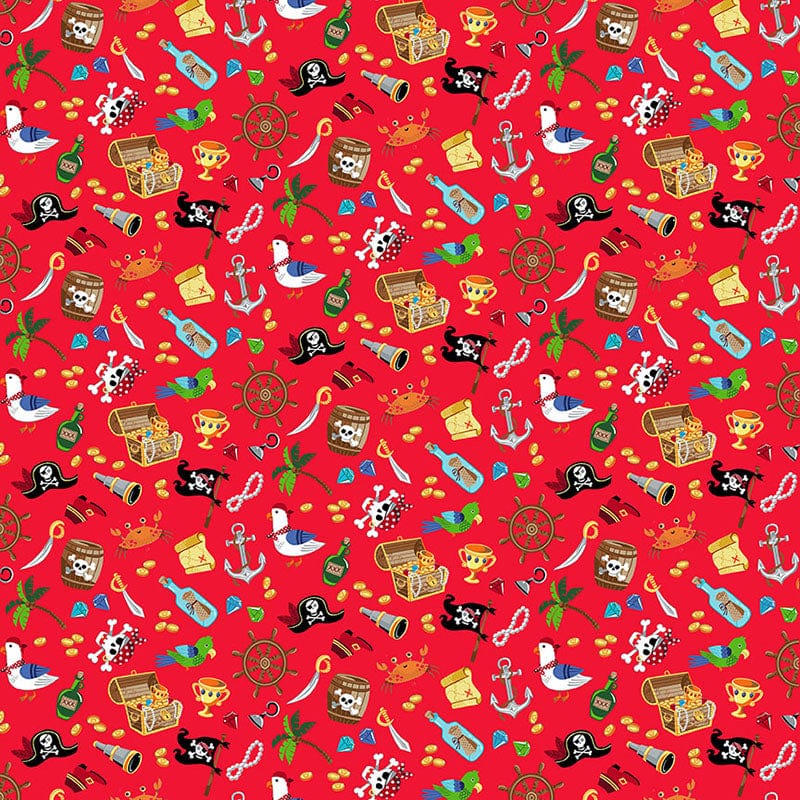 Red Childrens Makower Fabric Makower Pirates - The Sewing Studio