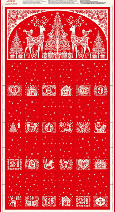 Makower Fabric Makower Christmas Fabric Scandi Advent Calender Panel  - The Sewing Studio for sale UK - The Sewing Studio