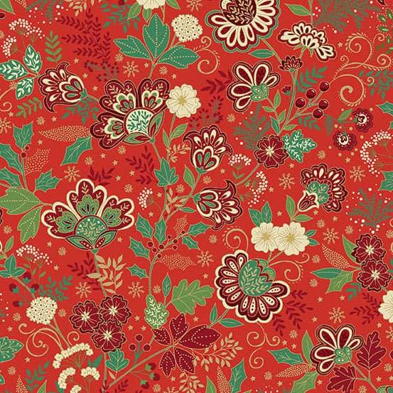 Multi-coloured, Red Christmas, Floral Makower Fabric Makower Adorn - The Sewing Studio