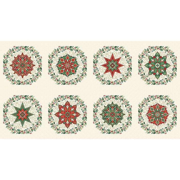 Multi-coloured, Creams and Naturals Christmas Makower Fabric Makower Adorn - The Sewing Studio