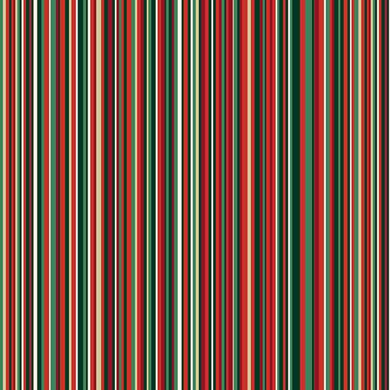 Multi-coloured, Green Christmas, Stripes Makower Fabric Makower Adorn - The Sewing Studio