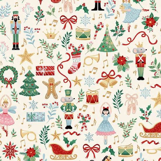 Multi-coloured Christmas Makower Fabric Makower The Nutcracker - The Sewing Studio