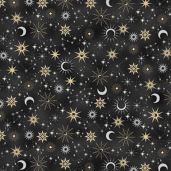 Black Celestial Makower Fabric Makower Charmed - The Sewing Studio