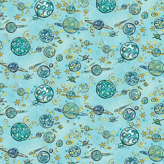Multi-coloured Space and Galaxy Makower Fabric Makower Orbit - The Sewing Studio