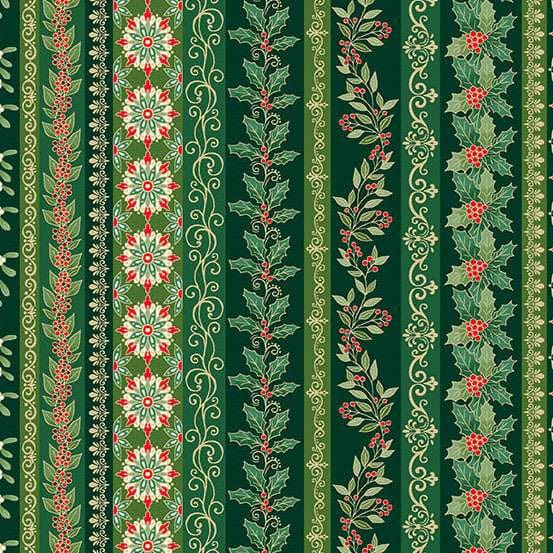 Multi-coloured, Green Christmas, Stripes Makower Fabric Makower Adorn - The Sewing Studio