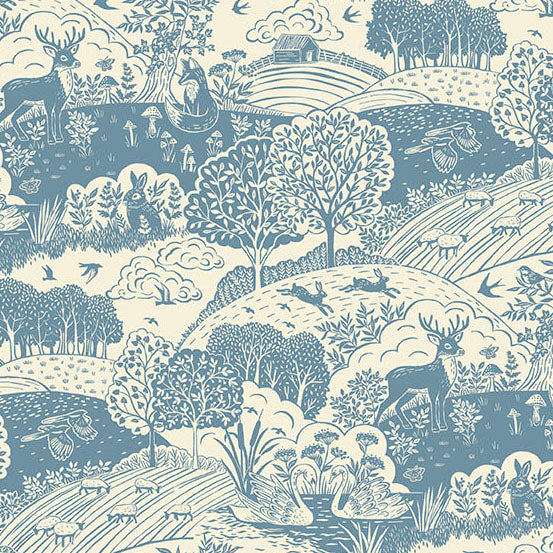 Blue Landscapes Makower Fabric Makower Wildwood - The Sewing Studio