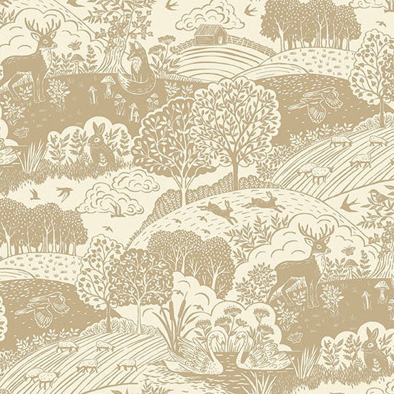 Creams and Naturals Landscapes Makower Fabric Makower Wildwood - The Sewing Studio