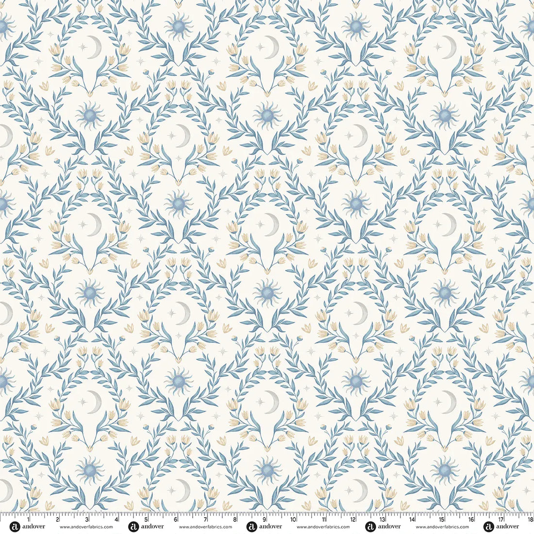 Creams and Naturals Celestial Makower Fabric Makower Midnight Garden in Lunar Flourish Soft Ivory - The Sewing Studio