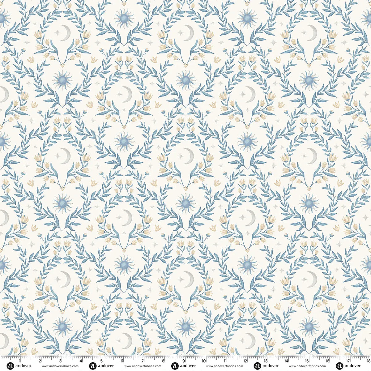 Creams and Naturals Celestial Makower Fabric Makower Midnight Garden in Lunar Flourish Soft Ivory - The Sewing Studio