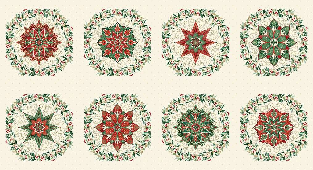 Multi-coloured Christmas Makower Fabric Makower Adorn Panels - The Sewing Studio