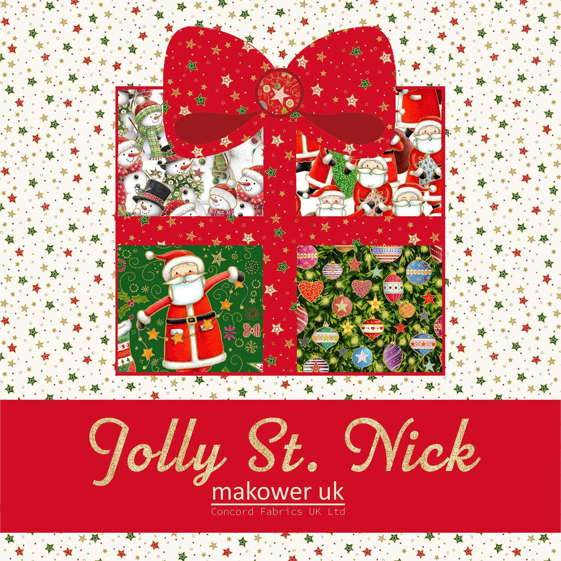 Makower Fabric Makower Christmas Fabric Jolly Saint Nick  - The Sewing Studio