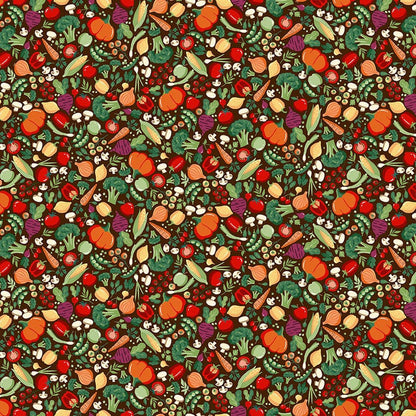 Brown Fruit And Veg, Childrens Makower Fabric Makower Fun on the Farm - The Sewing Studio