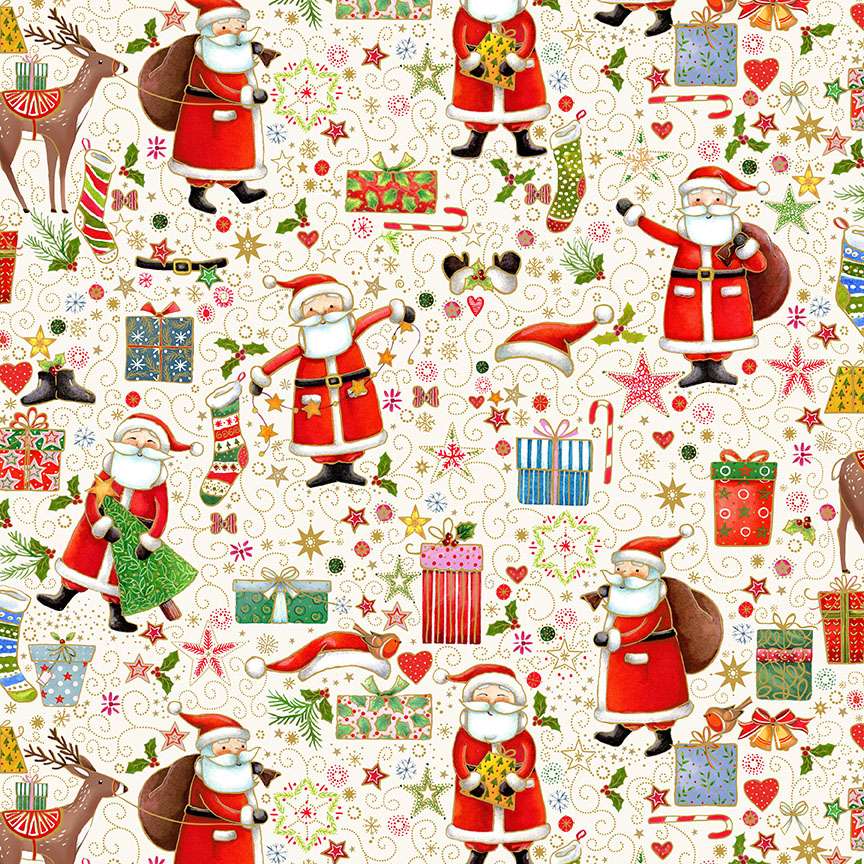 Makower Fabric Makower Christmas Fabric Jolly Saint Nick  - The Sewing Studio