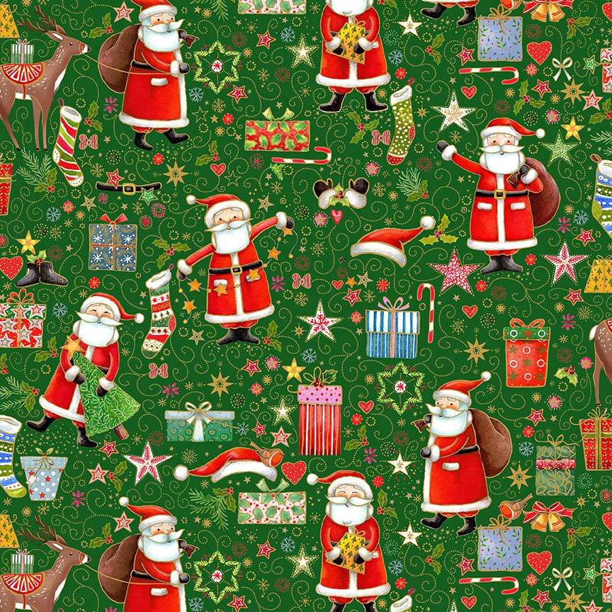 Makower Fabric Makower Christmas Fabric Jolly Saint Nick  - The Sewing Studio