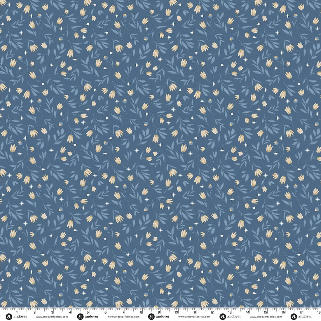 Blue Floral Makower Fabric Makower Midnight Garden in Midnight Bloom Deep Blue - The Sewing Studio