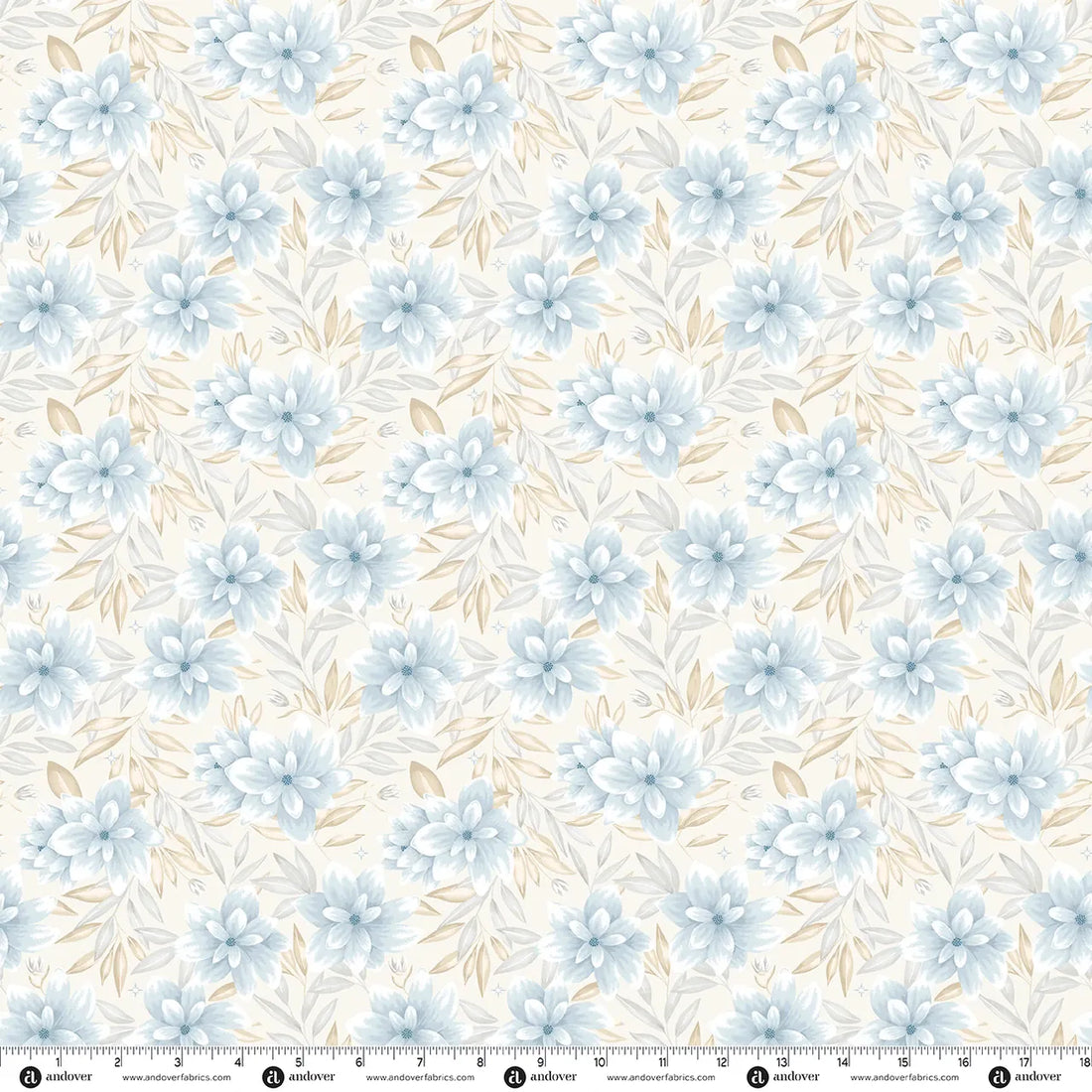Creams and Naturals Floral Makower Fabric Makower Midnight Garden in Midnight Garden Ivory Dusk - The Sewing Studio