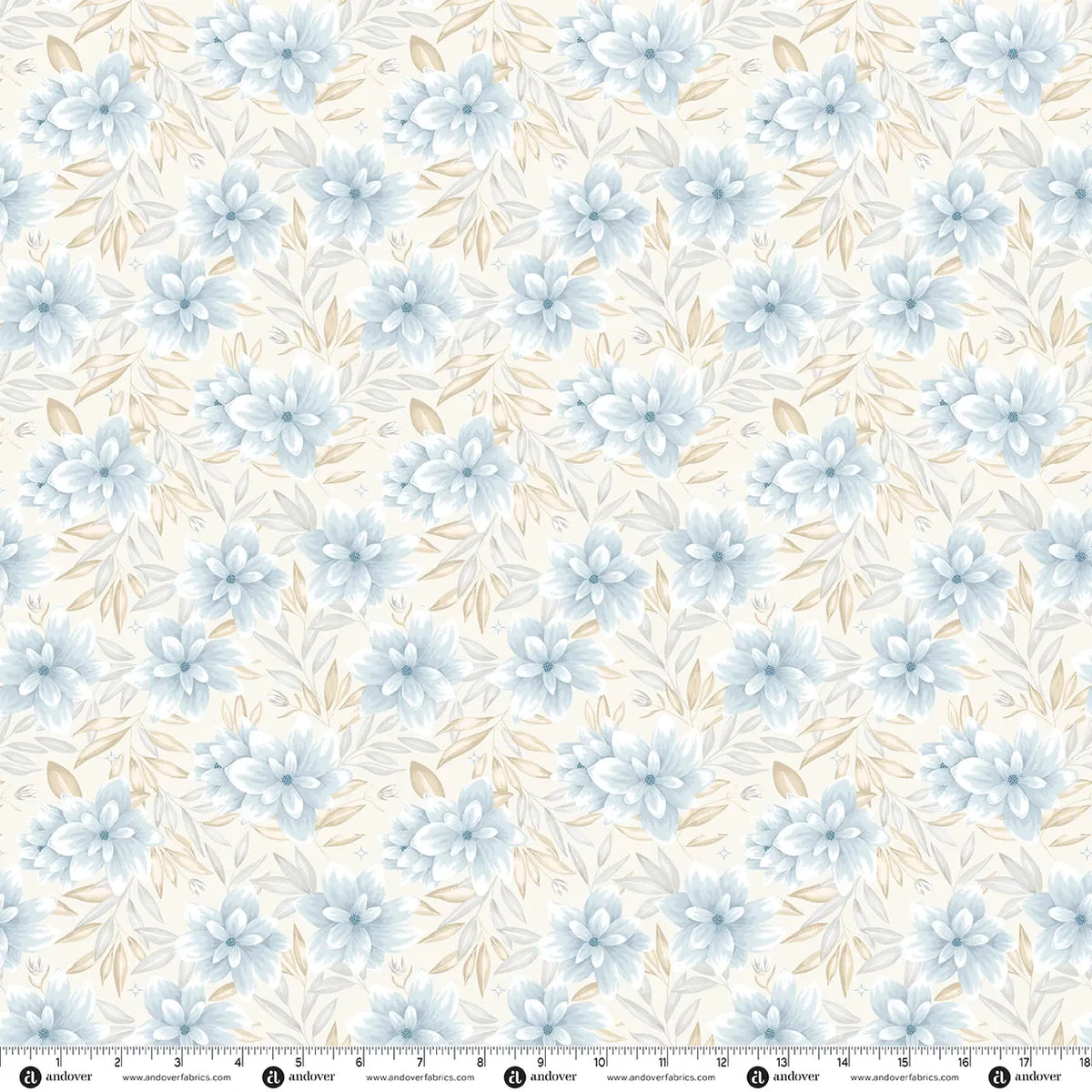 Creams and Naturals Floral Makower Fabric Makower Midnight Garden in Midnight Garden Ivory Dusk - The Sewing Studio