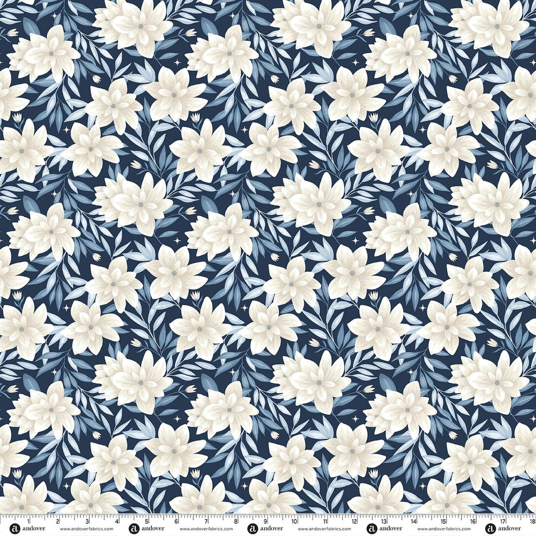 Blue Floral Makower Fabric Makower Midnight Garden in Midnight Garden Navy Blue - The Sewing Studio