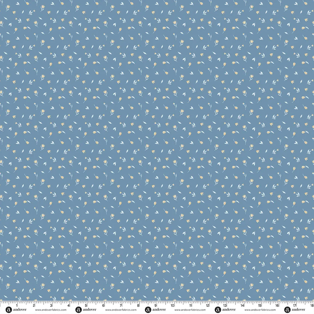 Blue Floral Makower Fabric Makower Midnight Garden in Moonlit Petals Harvest Blue - The Sewing Studio