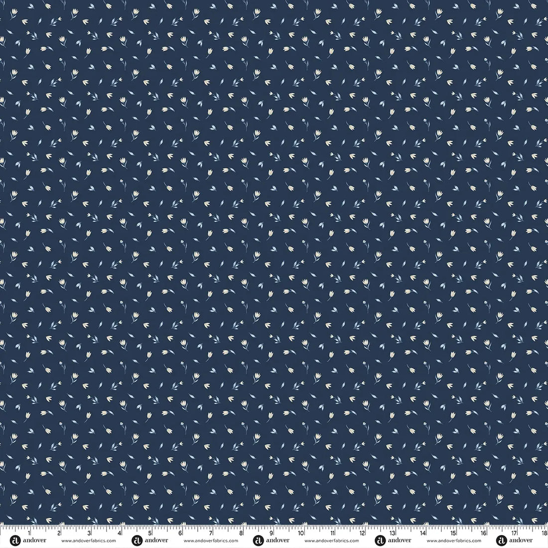Blue Floral Makower Fabric Makower Midnight Garden in Moonlit Petals Navy Blue - The Sewing Studio