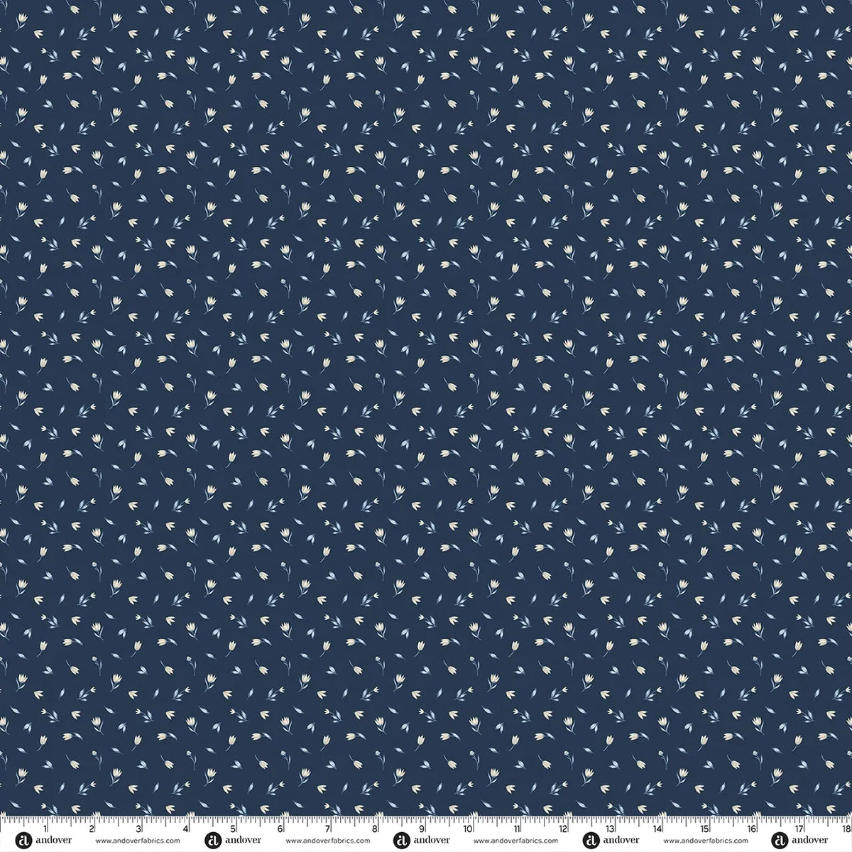 Blue Floral Makower Fabric Makower Midnight Garden in Moonlit Petals Navy Blue - The Sewing Studio