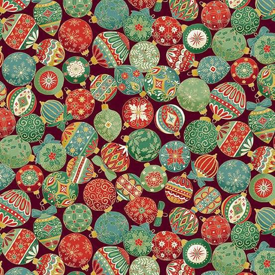 Multi-coloured, Red Christmas Makower Fabric Makower Adorn - The Sewing Studio