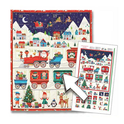 Multi-coloured Christmas, Animals Makower Fabric Panels & Labels Makower Christmas Fabric Santa Express Advent Calendar Panel 2387 - The Sewing Studio