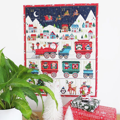 Multi-coloured Christmas, Animals Makower Fabric Panels & Labels Makower Christmas Fabric Santa Express Advent Calendar Panel 2387 - The Sewing Studio