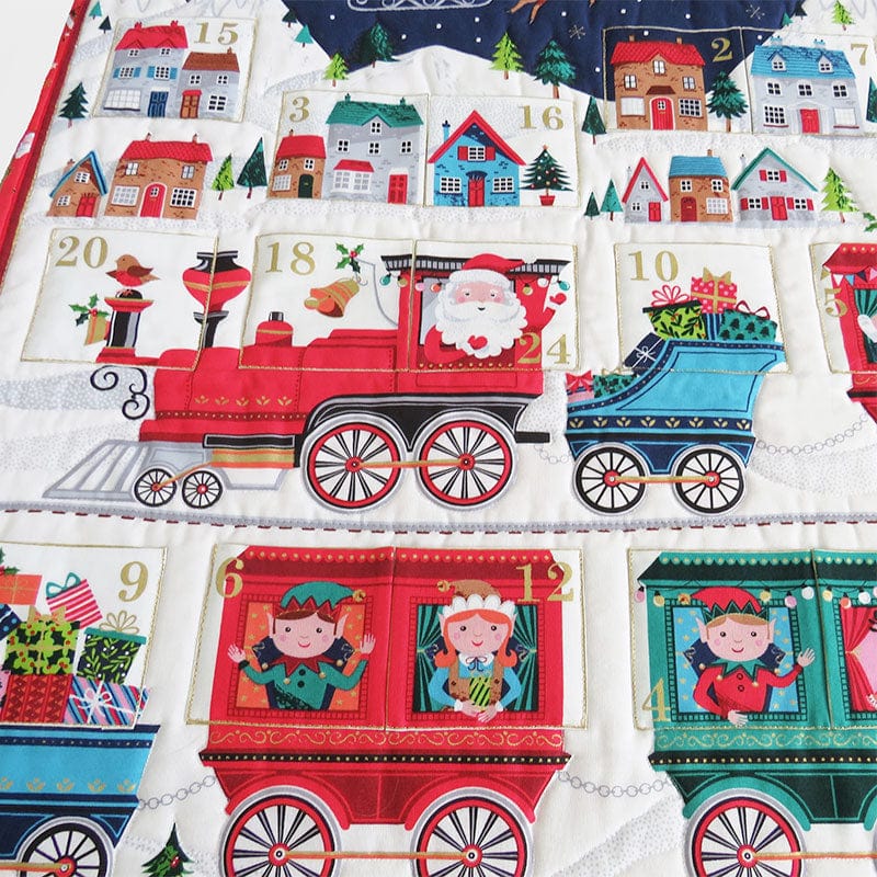 Multi-coloured Christmas, Animals Makower Fabric Panels & Labels Makower Christmas Fabric Santa Express Advent Calendar Panel 2387 - The Sewing Studio