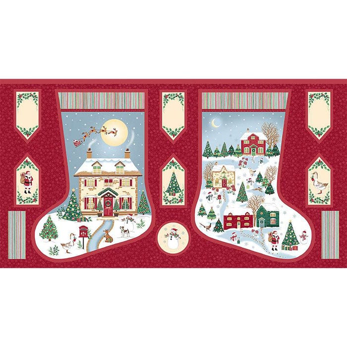 Multi-coloured Christmas Makower Fabric Panels & Labels Makower Country Christmas Stocking Panel - The Sewing Studio