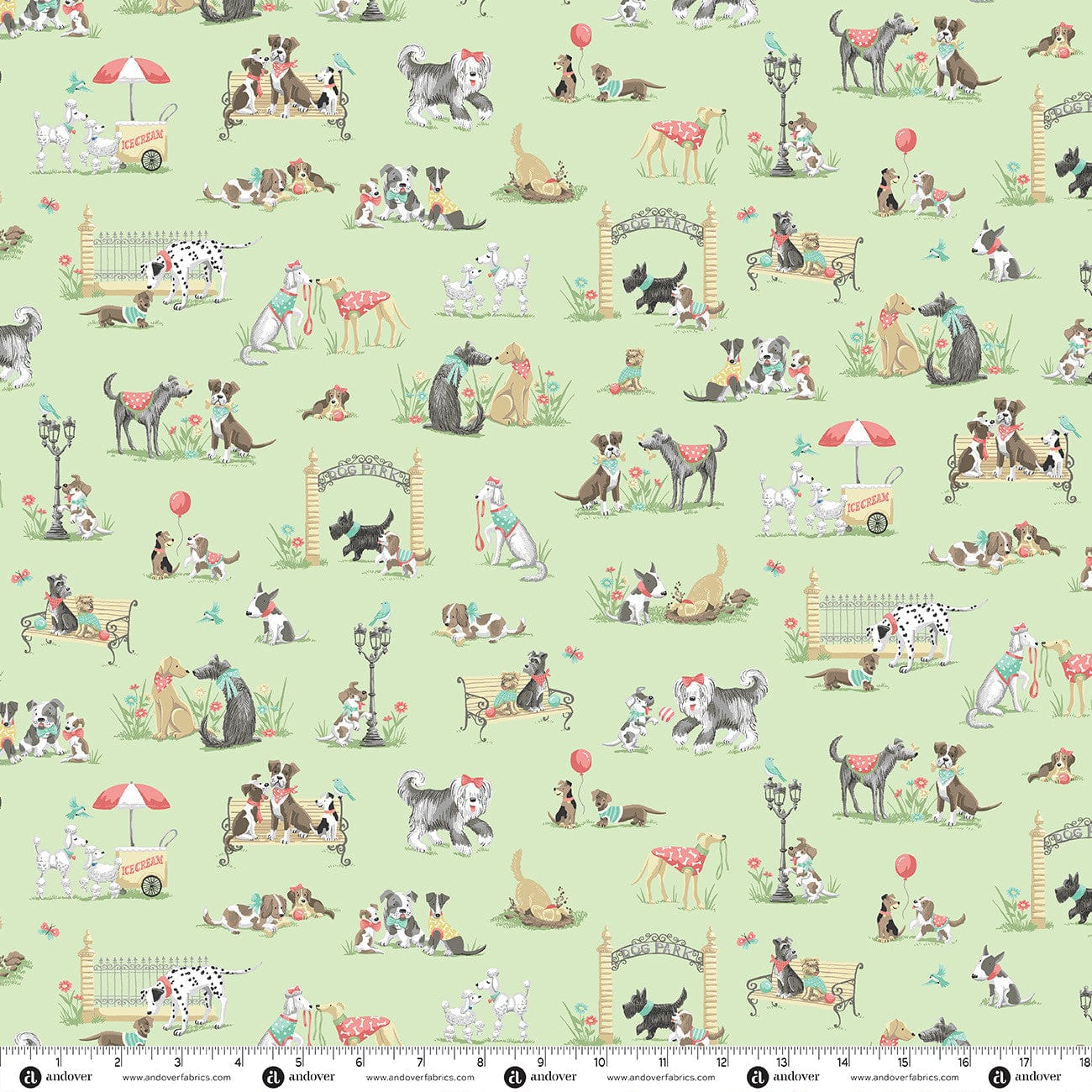 Multi-coloured Animals Makower Fabric Makower Pooch - The Sewing Studio