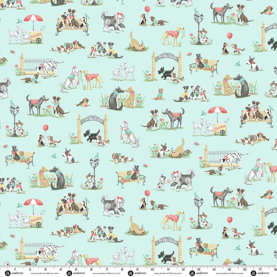 Multi-coloured Animals Makower Fabric Makower Pooch - The Sewing Studio