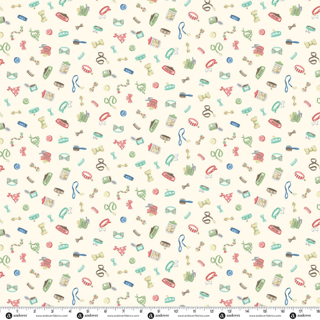 Multi-coloured Animals Makower Fabric Makower Pooch - The Sewing Studio
