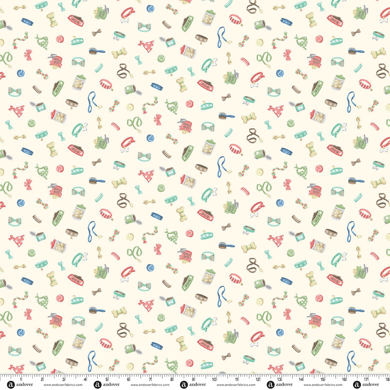 Multi-coloured Animals Makower Fabric Makower Pooch - The Sewing Studio