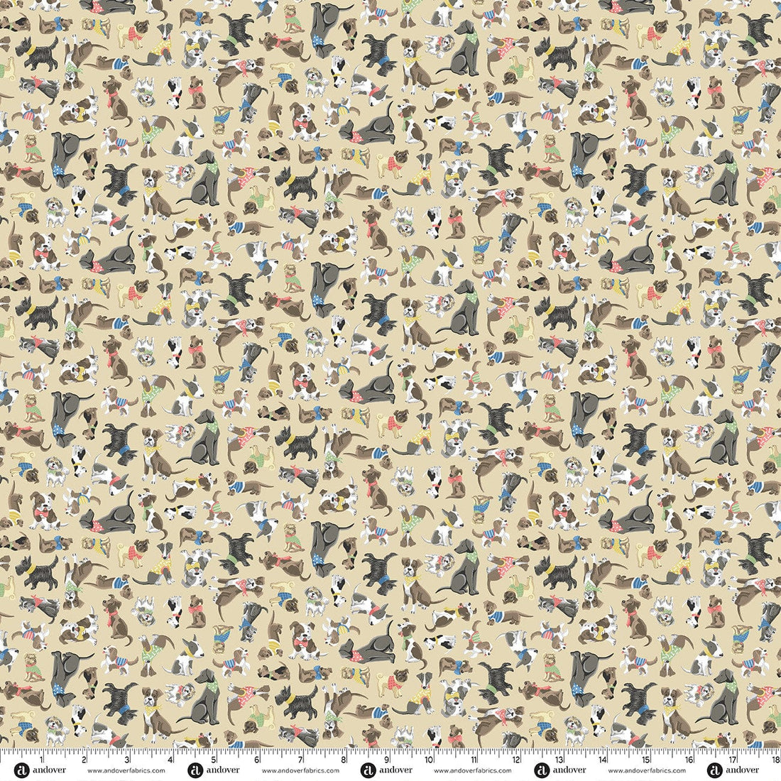 Multi-coloured Animals Makower Fabric Makower Pooch - The Sewing Studio