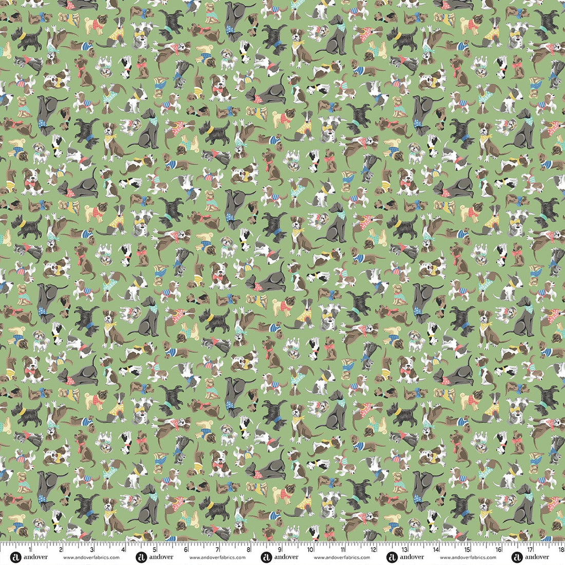 Multi-coloured Animals Makower Fabric Makower Pooch - The Sewing Studio