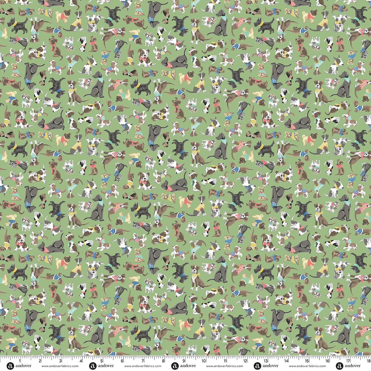 Multi-coloured Animals Makower Fabric Makower Pooch - The Sewing Studio
