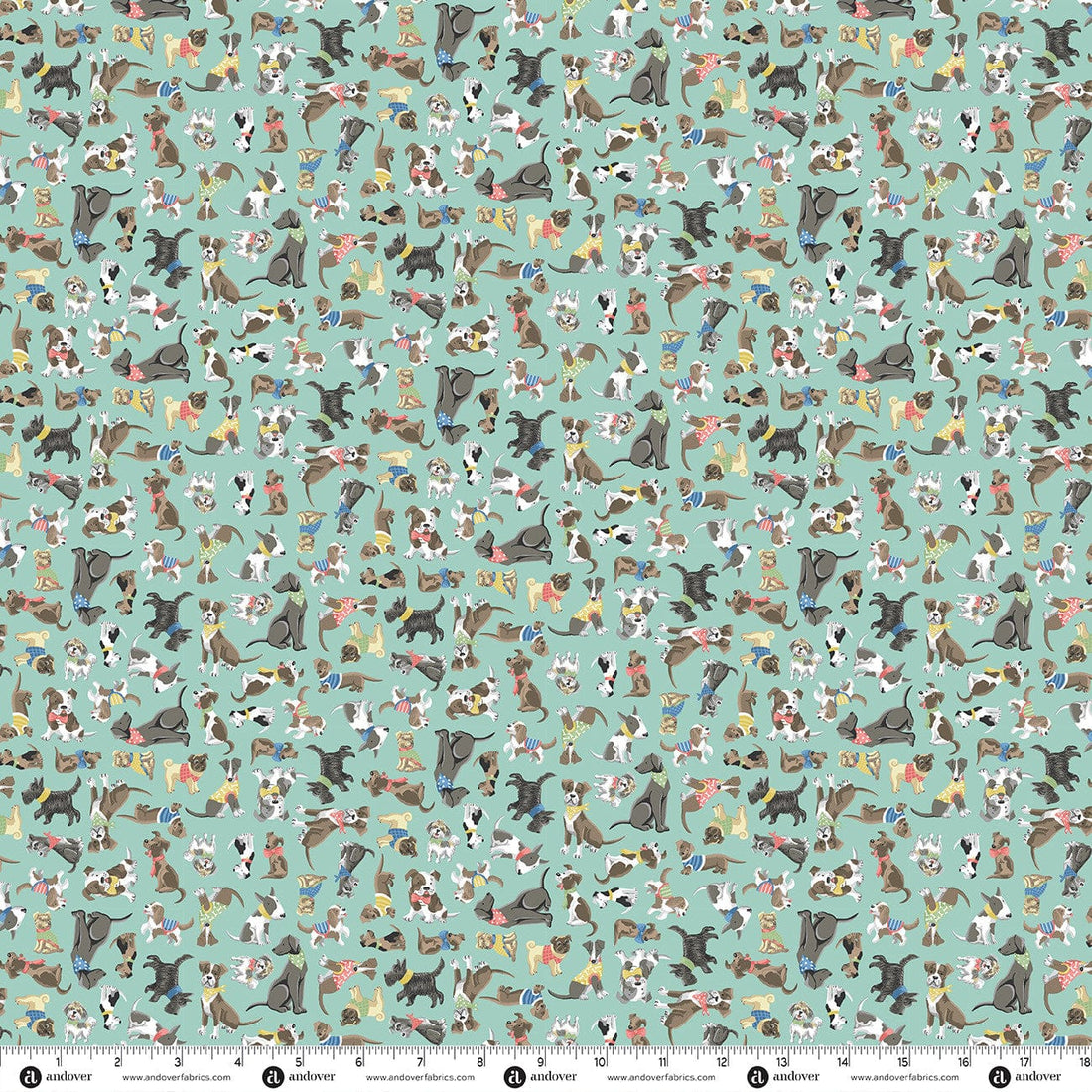 Multi-coloured Animals Makower Fabric Makower Pooch - The Sewing Studio